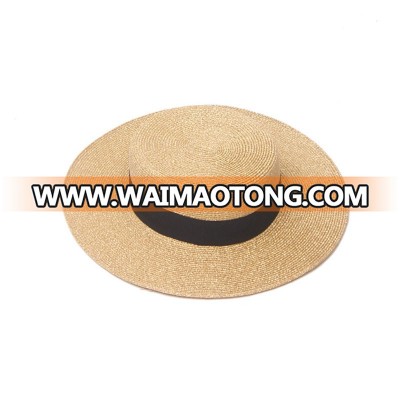 Spring and summer retro woven straw hat lady fashion wide-brimmed hat sunscreen tourmaline flat cap